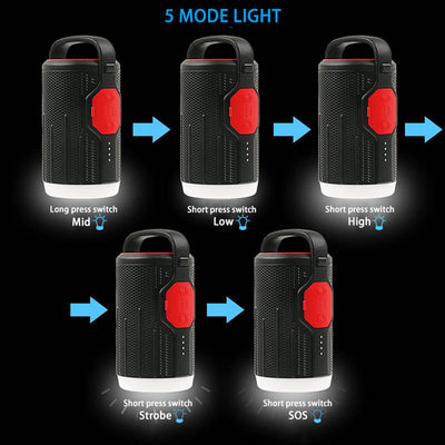 LED Rechargeable Lantern with Power Bank & Bluetooth Speaker